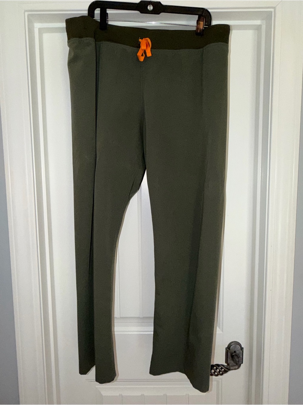 Figs Womens Olive Green Scrub Pant with Orange Drawstring
